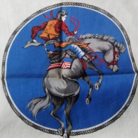 SCARF RODEO RIDER'S 100% COTTON Theme from the past VINTAGE 21" GREAT SHAPE! - Picture 12 of 12